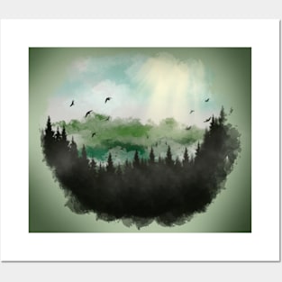 Misty Trees Posters and Art